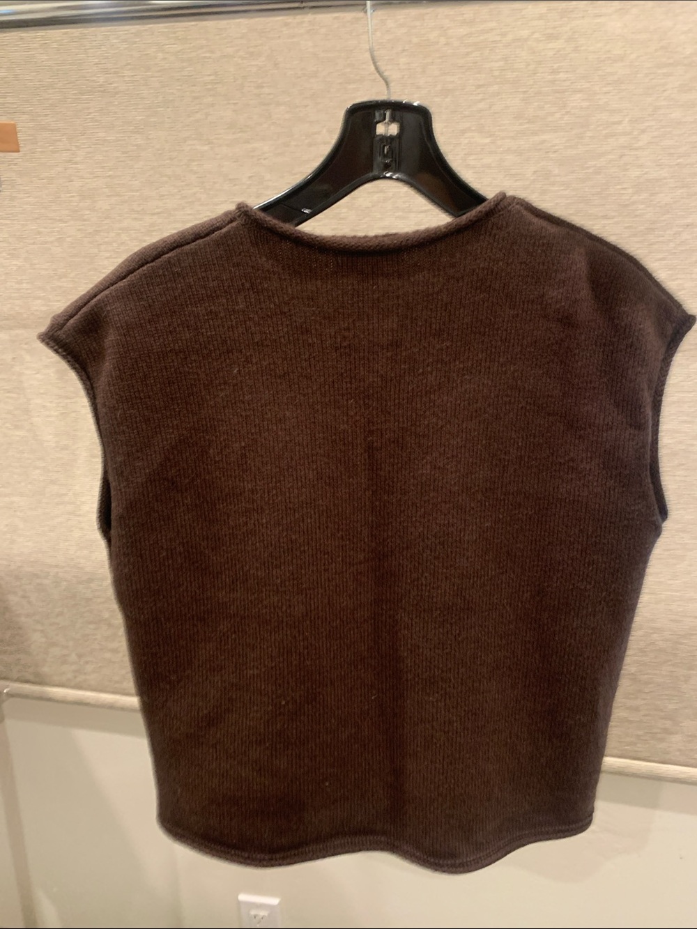 Dark Brown Sleeveless Button-Front Knit Vest - Picture 2 of 5